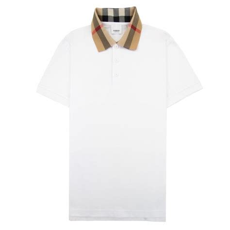 burberry linter check white|Check Collar Cotton Polo Shirt in White .